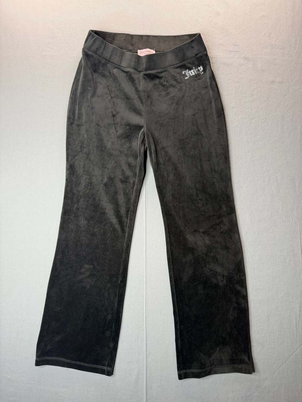 Juicy Couture Velour Pants Size S Black Rhinestone Logo Track Y2K